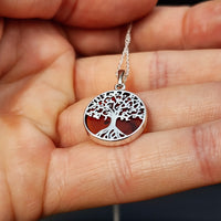 100% Solid Sterling Silver & Natural Amber Handmade Tree of Life Pendant Necklace