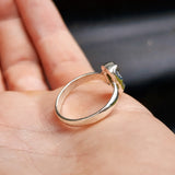(Q) Solid 925 Sterling Silver & Natural Raw Moldavite Handmade Irregular Ring