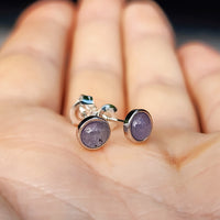 Natural Tanzanite & Solid 925 Sterling Silver Round Stud Earrings