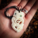 Taniwha Bone Carving Pendant Necklace - NZ Maori Inspired