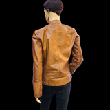 The Camel - Mens REAL Genuine Leather Jacket - Tan Classic Cut