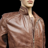 50% OFF SALE. The Grizzly - Mens REAL Genuine Leather Jacket - Classic Brown
