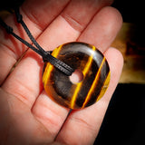 30mm Natural Tigers Eye Donut Pendant Necklace