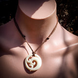 Triple Koru Bone Carving Pendant Necklace