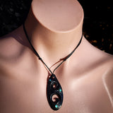 Triple Manaia Black Bone Carving Pendant Necklace - NZ Maori Inspired