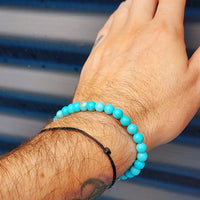 Adults 6mm Turquoise Stones Elastic Bracelet