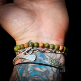 6mm Natural Unakite Bead Bracelet