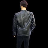 Urban Armor - Mens REAL Genuine Leather Jacket - Black Ribbed & Quilted