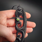 XL Manaia Black Bone Carving Pendant Necklace
