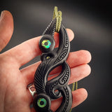 XXL Double Manaia Black Bone Carving Pendant Necklace