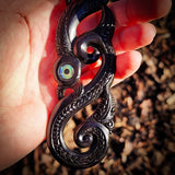 XL Double Manaia Black Bone Carving Pendant Necklace - NZ Maori Inspired