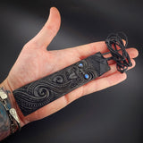 XL Tiki Toki Black Bone Carving Pendant Necklace