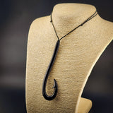 XL Hook Black Bone Carving Pendant Necklace