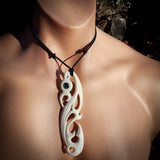 XL Mania Bone Carving Pendant Necklace - NZ Maori Inspired
