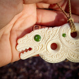 XL Taniwha Breastplate Bone Carving Pendant Necklace