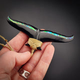 Whale Tail Black Bone Carving Pendant Necklace
