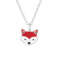 Childrens 925 Solid Sterling Silver Fox Necklace