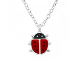 Childrens 925 Solid Sterling Silver Ladybug Necklace
