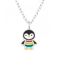 Childrens 925 Solid Sterling Silver Penguin Necklace