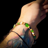 Nephrite Jade / Greenstone & Mixed Coconut Elastic Bracelet