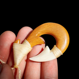 Natural Maori Bone Carving Pendant Necklace - Hook Wood & Bone