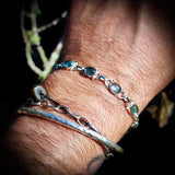 Solid 925 Sterling Silver Natural Aquamarine Handmade Chain Bracelet