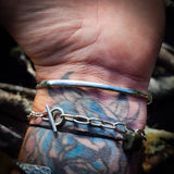 Solid 925 Sterling Silver & Natural Larimar Handmade Bangle Bracelet