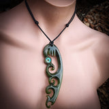 Natural Jade XL Manaia Pendant Necklace (N1102)