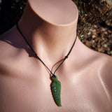 Natural Jade Fern Pendant Necklace (N1117)
