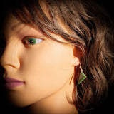 NZ Greenstone Pounamu Hanging Hook Earrings (N610)