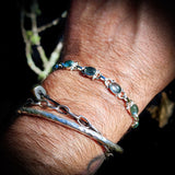 Solid 925 Sterling Silver & Natural Aquamarine Handmade Chain Bracelet