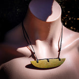 NZ Greenstone Pounamu Plate Pendant Necklace (N614)