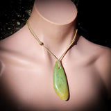 NZ Greenstone Pounamu Freeform Drop Pendant Necklace (N738)