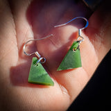 NZ Greenstone Pounamu Hanging Hook Earrings (N609)