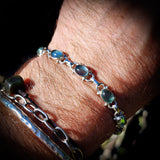 Solid 925 Sterling Silver & Natural Aquamarine Handmade Chain Bracelet