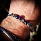 Solid 925 Sterling Silver & Natural Amethyst Handmade Cuff Bracelet