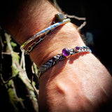 Solid 925 Sterling Silver & Natural Amethyst Handmade Cuff Bracelet