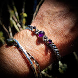 Solid 925 Sterling Silver & Natural Amethyst Handmade Cuff Bracelet