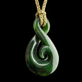 Natural Jade Koru Twist Pendant Necklace (N2246)
