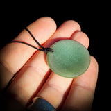 30mm Natural Aventurine Flat Disk Pendant Necklace
