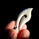 Natural Carved Maori Bone Carving Pendant Necklace - Curved Hook