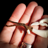 Natural Maori Bone Carving Pendant Necklace - Whale Tail Hook