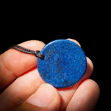 30mm Natural Lapis Lazuli Flat Disk Pendant Necklace