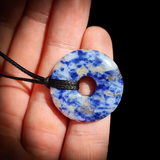 30mm Natural Sodalite Donut Pendant Necklace