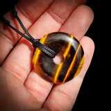 30mm Natural Tigers Eye Donut Pendant Necklace