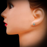 Childrens 925 Sterling Silver & Turquoise CZ Turtle Stud Earrings