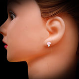 Childrens 925 Sterling Silver Pink Mushroom Stud Earrings