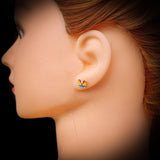 Childrens 925 Sterling Silver Rainbow Butterfly Stud Earrings