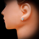 Childrens 925 Sterling Silver Colorful Diamond Shape Stud Earrings