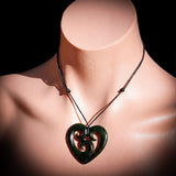 NZ Greenstone Pounamu 45mm Triple Koru Pendant Necklace (N801)